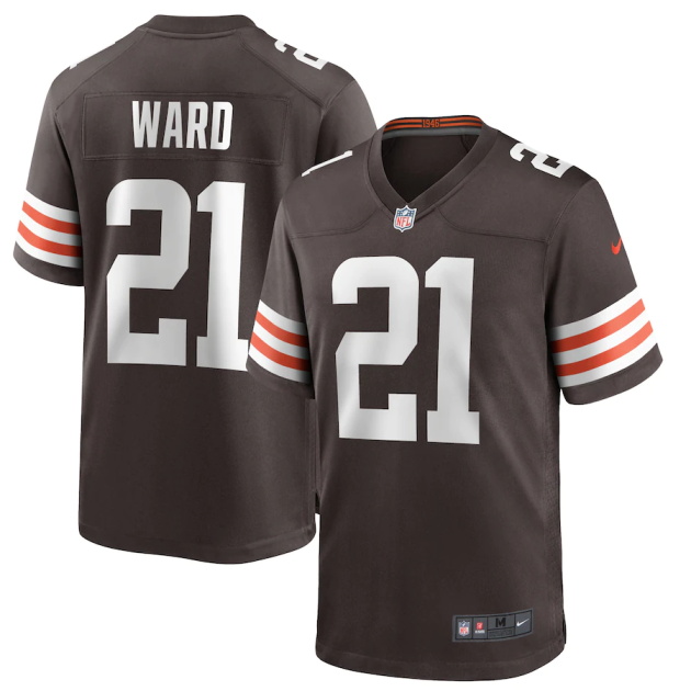 mens nike denzel ward brown cleveland browns game player jersey